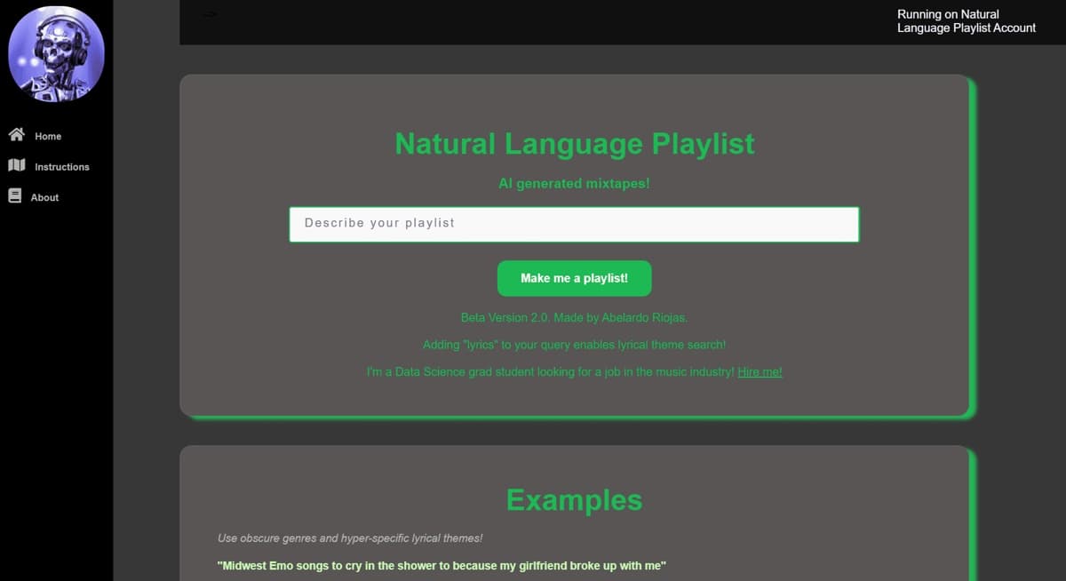 Natural Language Playlist